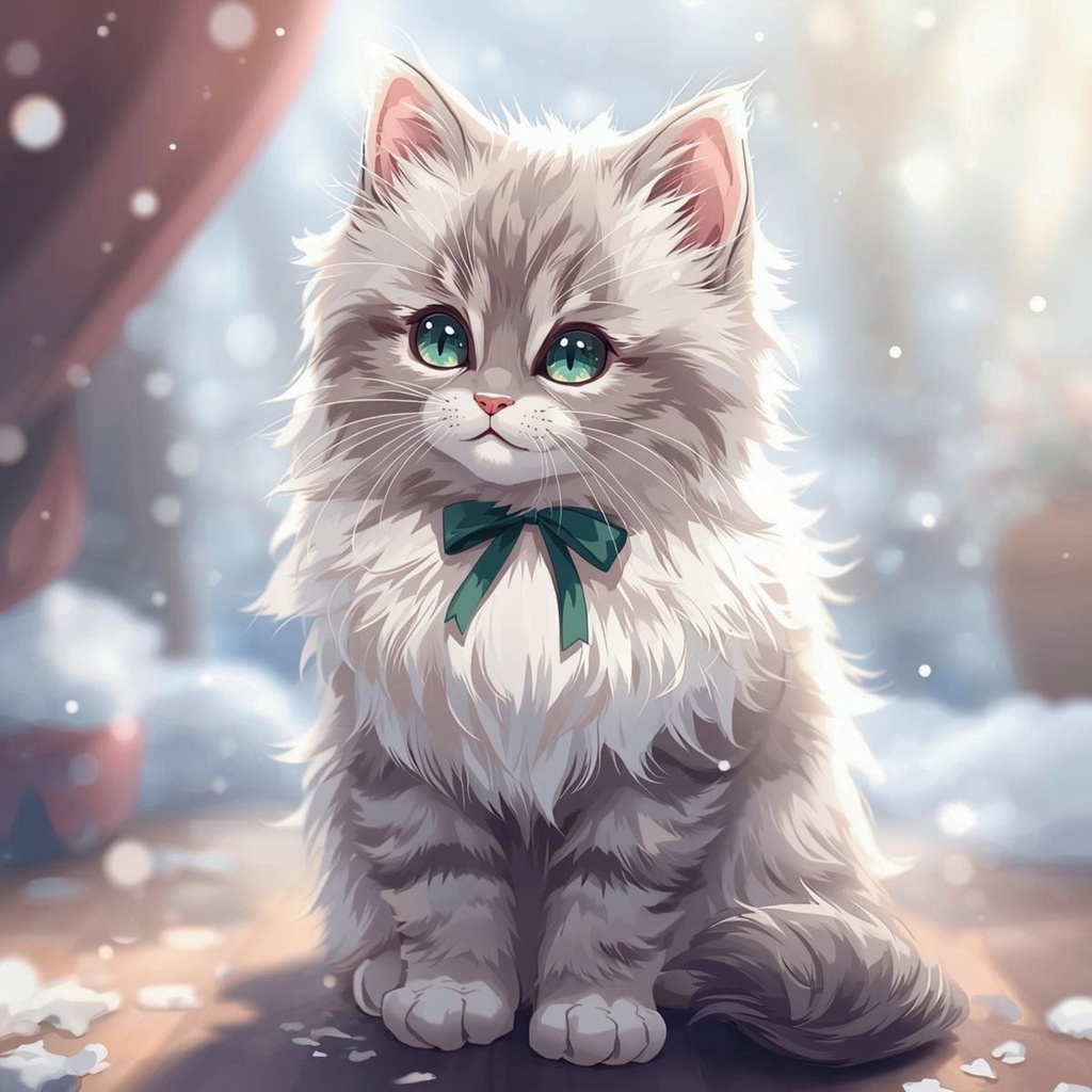 ノルウェージャンフォレストキャット｜雪の森のリボン / Norwegian Forest Cat | Ribbon in the Snow