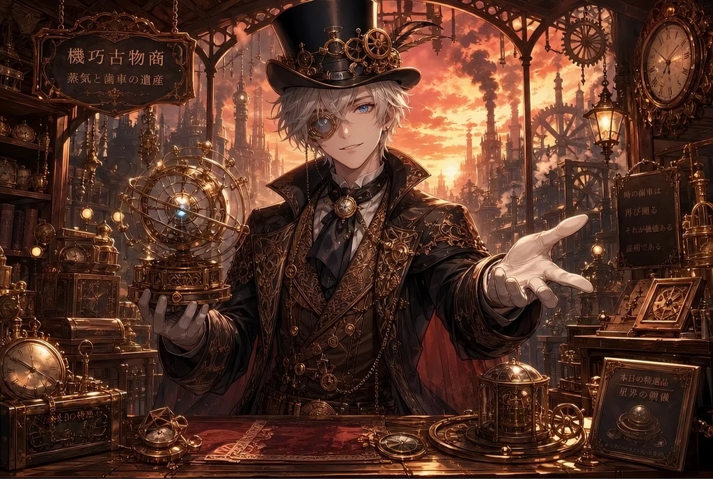 【AIイラスト】黄昏時の機巧（からくり）ディーラー