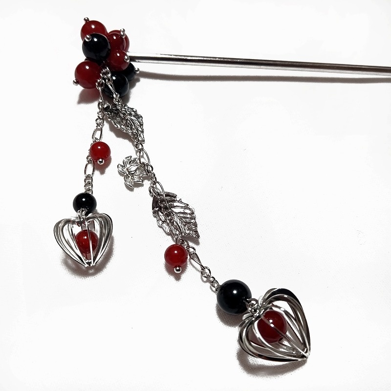 鬼灯と蓮花の簪 シルバー カーネリアン