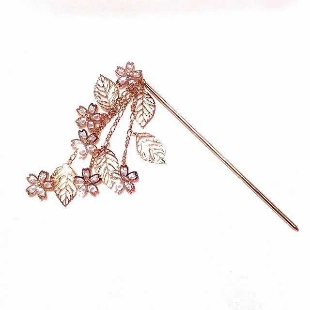 桜の一本足簪 マットゴールド