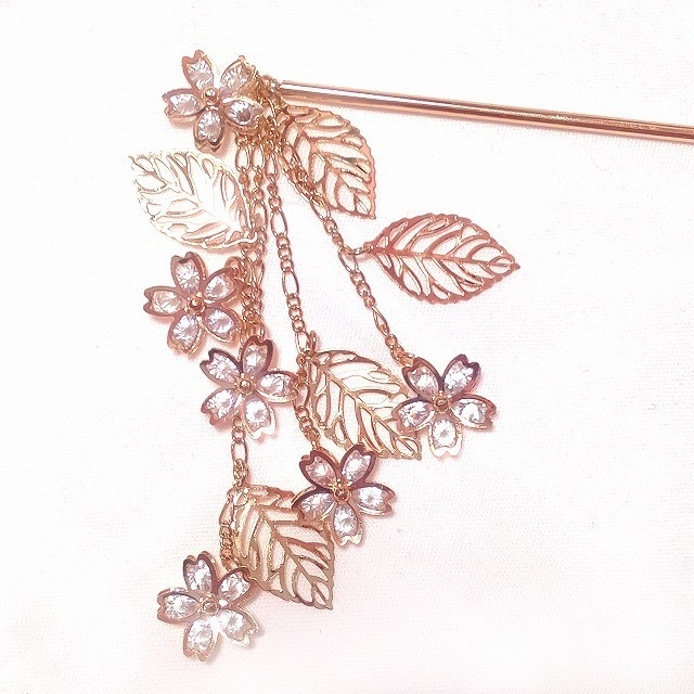 桜の一本足簪 マットゴールド