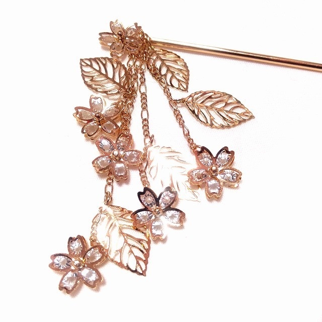 桜の一本足簪 マットゴールド