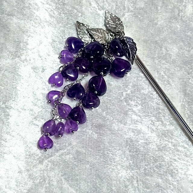 アメジストの藤花簪
