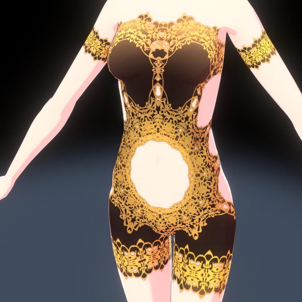 【VRoid】金レースのインナー(黒/白)