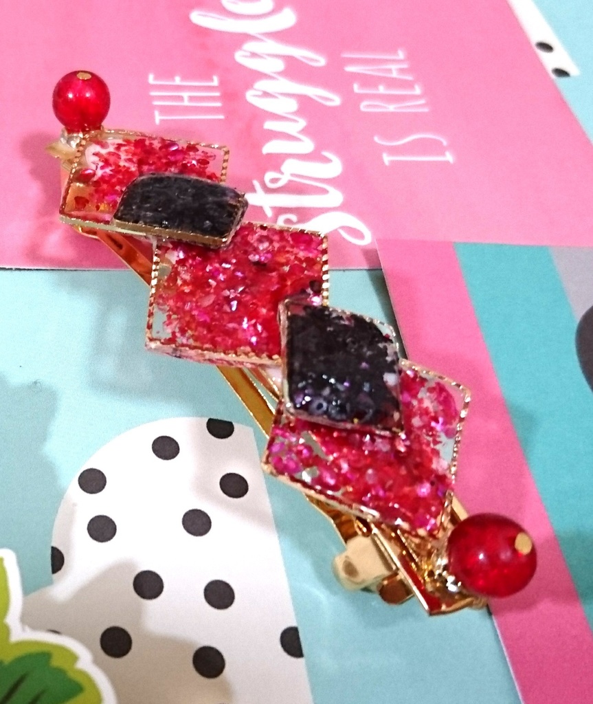 バレッタ式マスクフック(大・赤黒)※夏の特別キャンペーン実地中