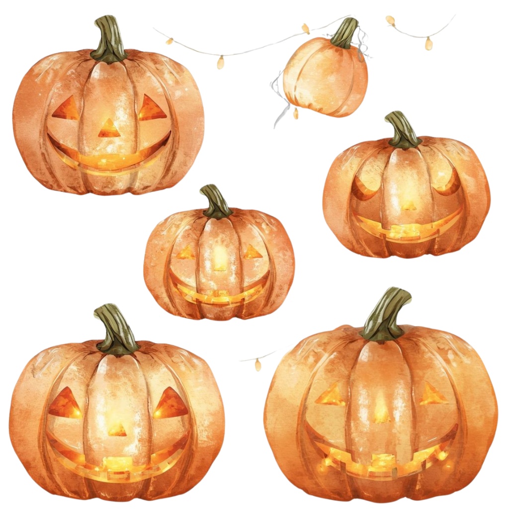 《canva パステル水彩ハロウィン》アンティーク風かわいいクリップアート素材10点セット(PNG)