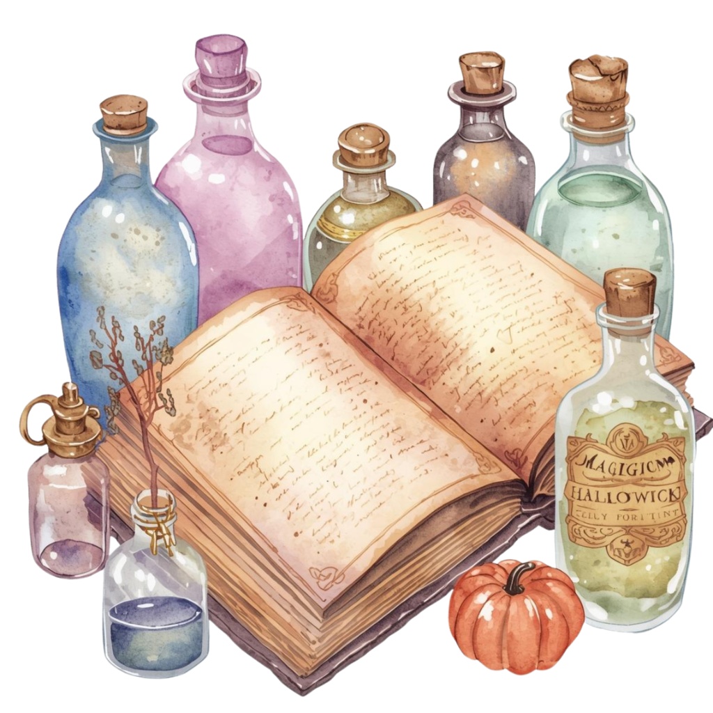 《canva パステル水彩ハロウィン》アンティーク風かわいいクリップアート素材10点セット(PNG)