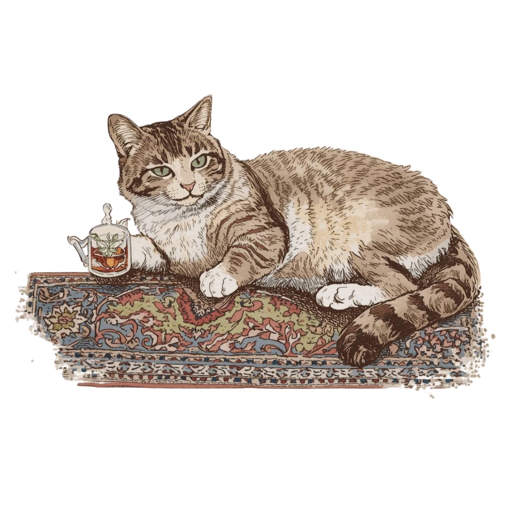 canva 旅する猫のヴィンテージクリップアート集(エッチング風・PNG)