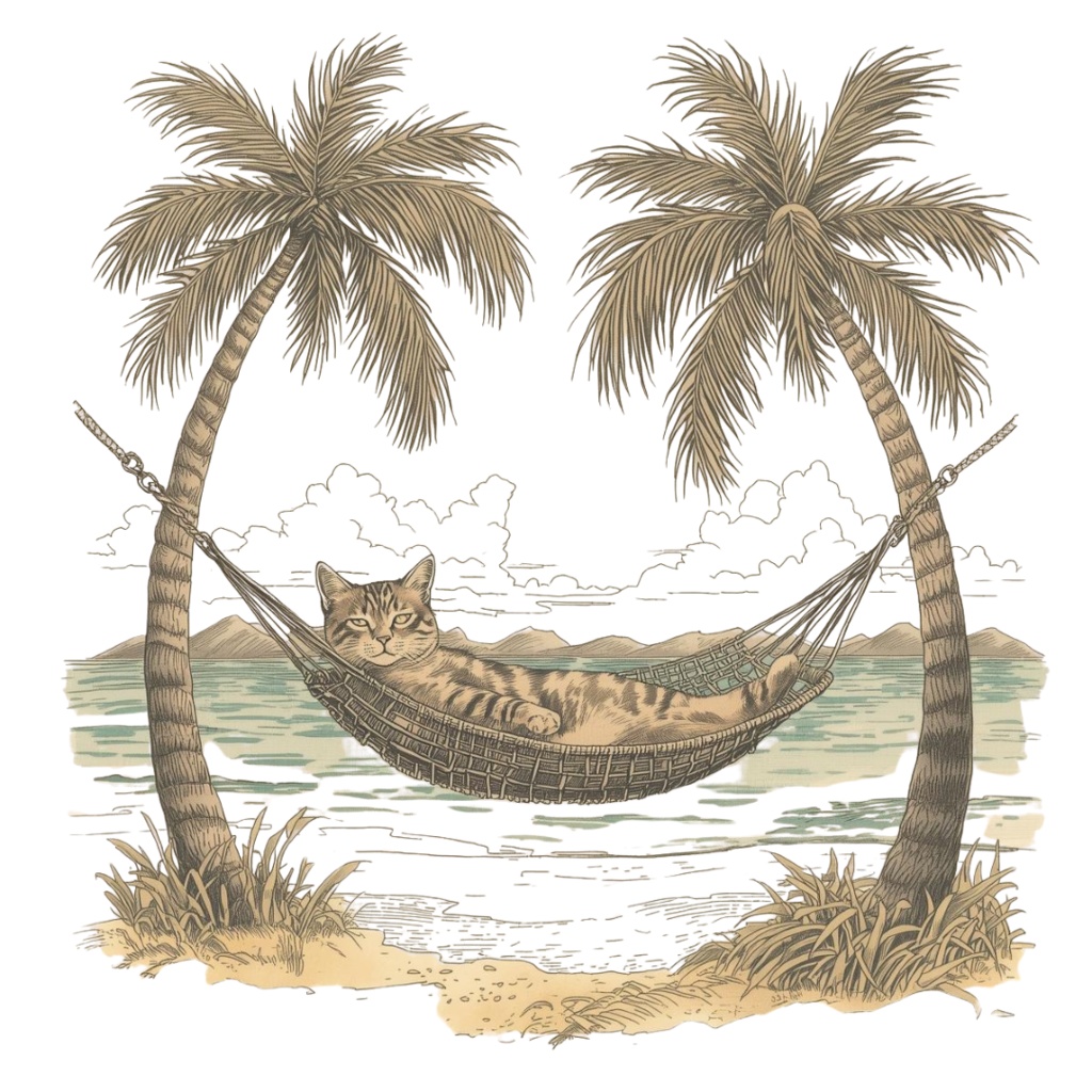 canva 旅する猫のヴィンテージクリップアート集(エッチング風・PNG)