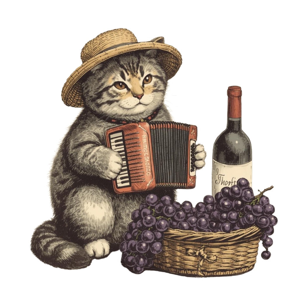 canva 旅する猫のヴィンテージクリップアート集(エッチング風・PNG)