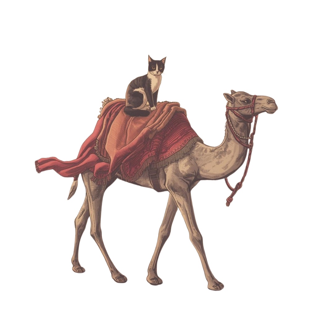 canva 旅する猫のヴィンテージクリップアート集(エッチング風・PNG)