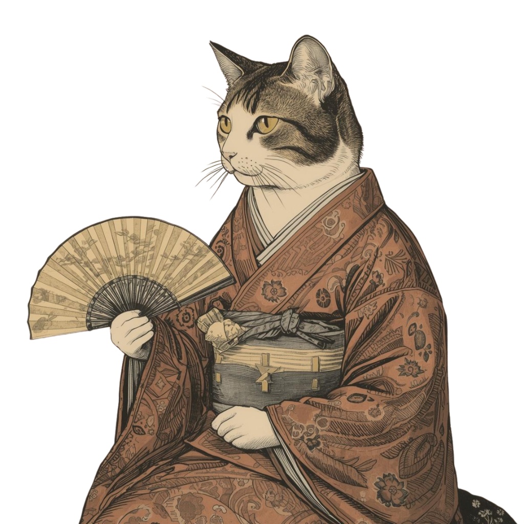 canva 旅する猫のヴィンテージクリップアート集(エッチング風・PNG)