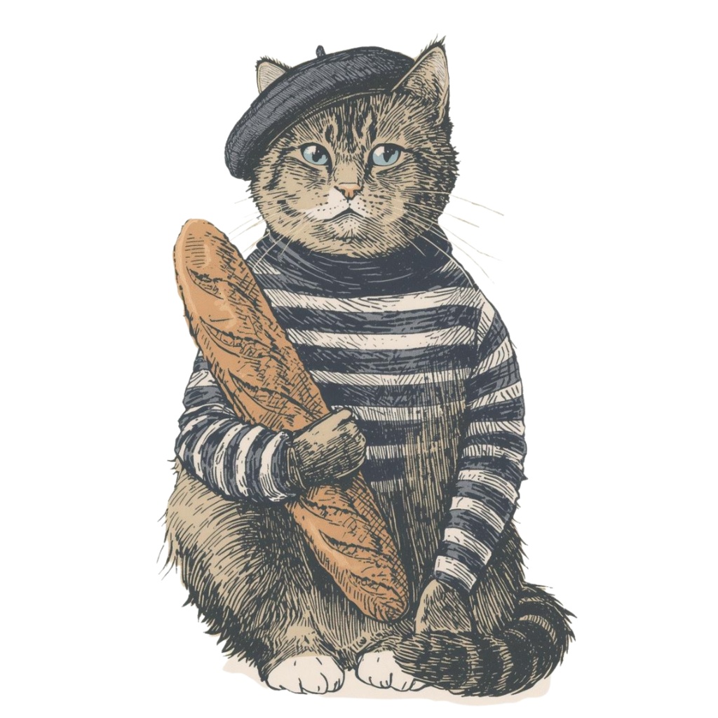 canva 旅する猫のヴィンテージクリップアート集(エッチング風・PNG)