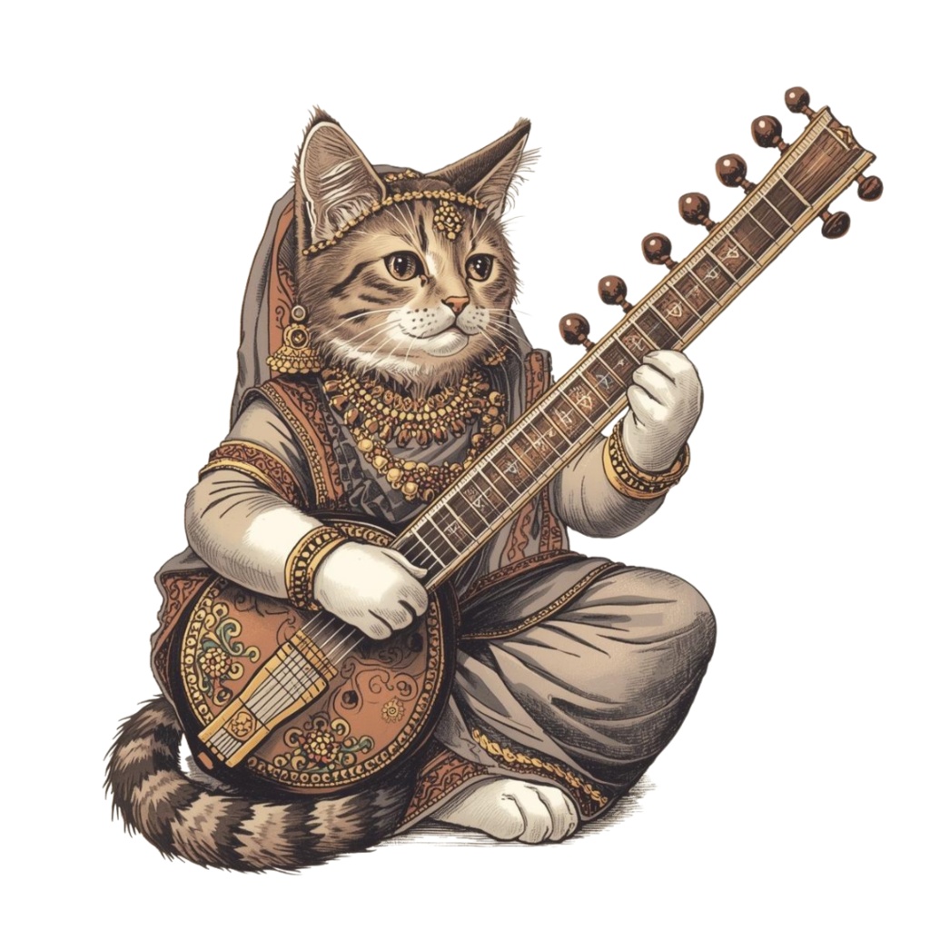 canva 旅する猫のヴィンテージクリップアート集(エッチング風・PNG)