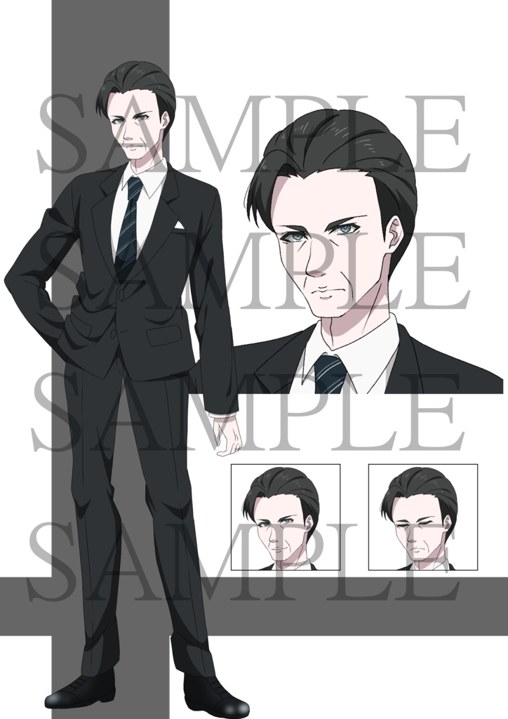 立ち絵素材　イラスト フリー素材　全身　スーツ　男性02