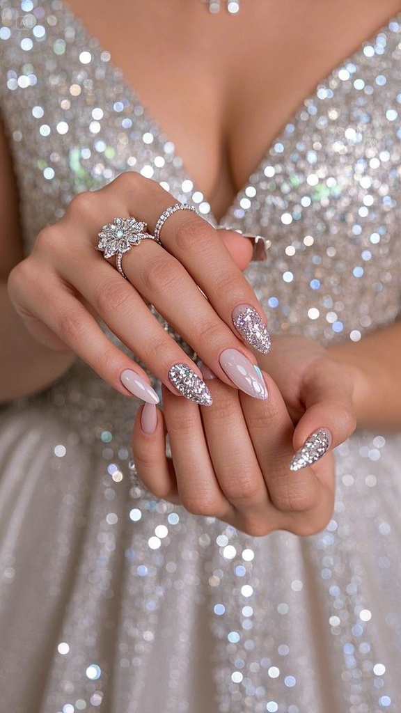 30+ Realistic & Elegant Prom Nails – Soft Glam with Glitter & Rhinestones