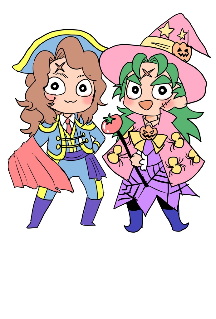 ハロウィンな義丸と鬼蜘蛛丸のプラ板スタンド