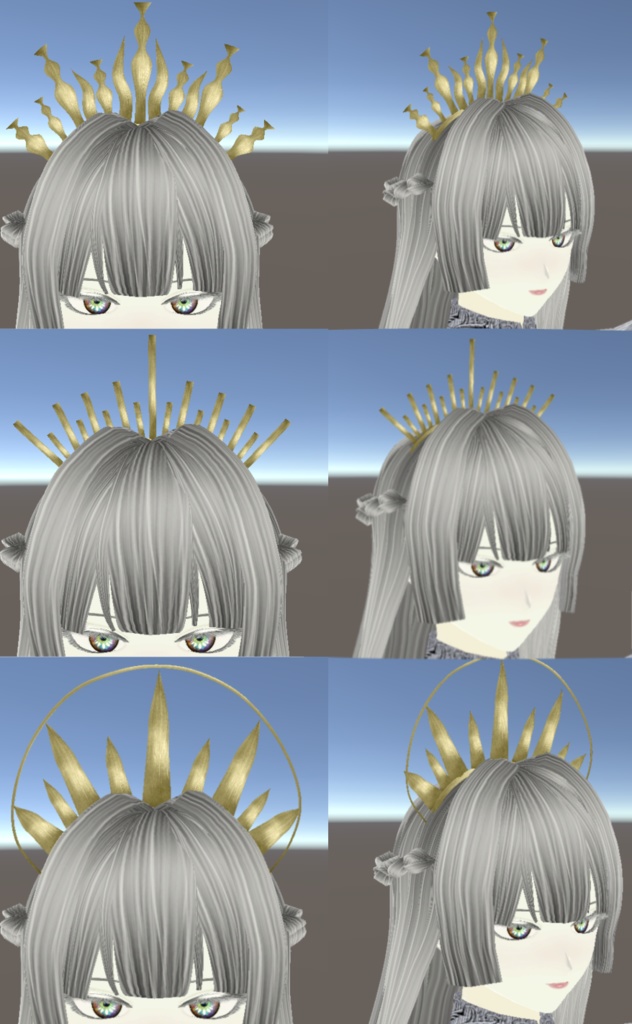 【VRChat想定】ハロークラウン(後光カチューシャ)3種類
