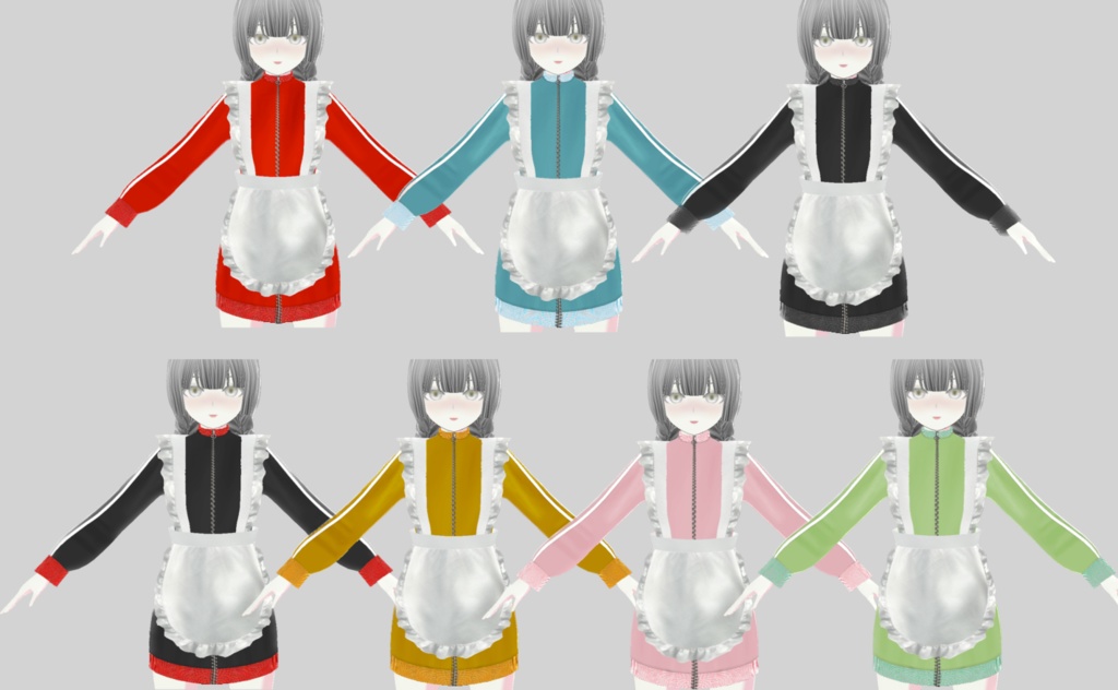 【VRoid正式版】ジャージメイド(7色)+ホワイトブリム