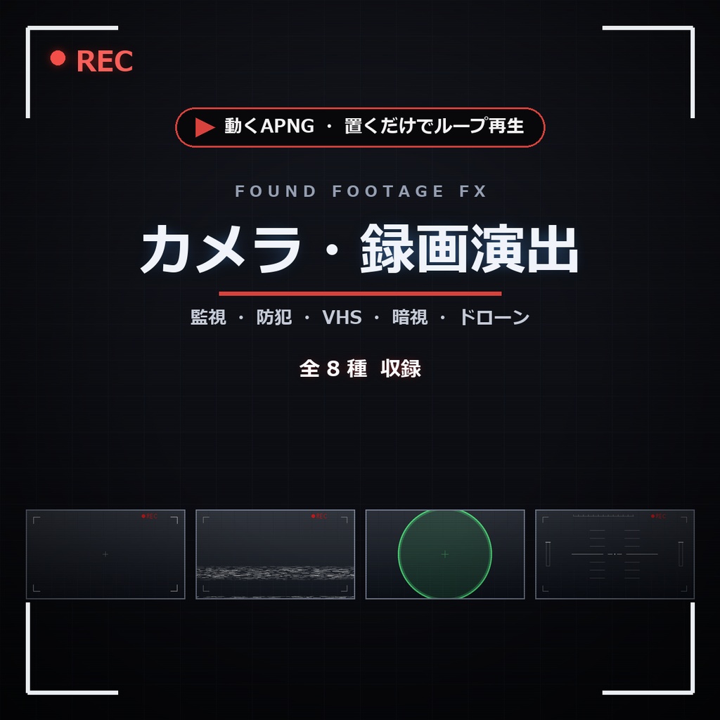 【ココフォリア】置くだけで動くカメラ・録画演出APNG 8種