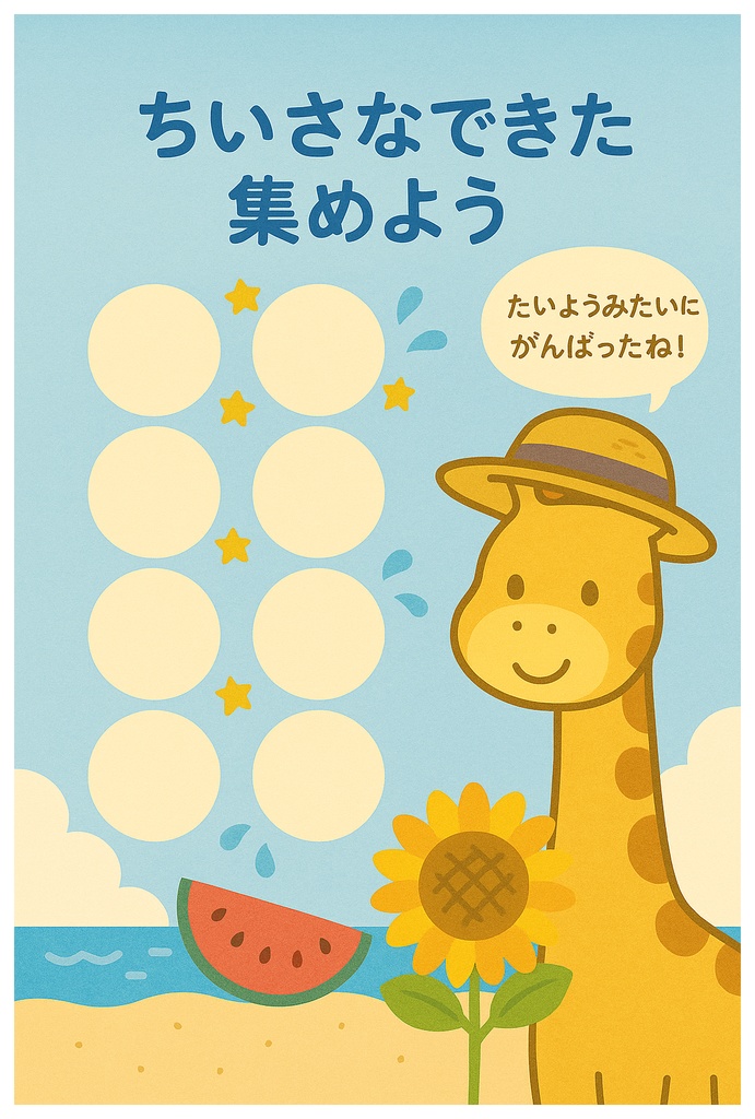ちいさなできたを集めよう|ことこ夏バージョン(A4・PDFテンプレート)
