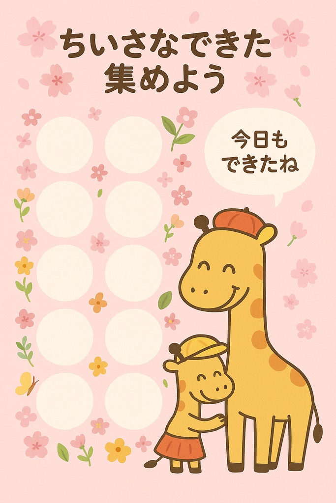 ちいさなできたを集めよう|ごほうびスタンプテンプレート(ことこ親子・春バージョン)