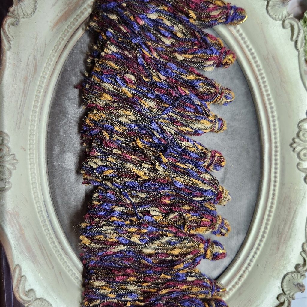 ロングタッセルパーツ　赤紫黄色ミックス　約7cm