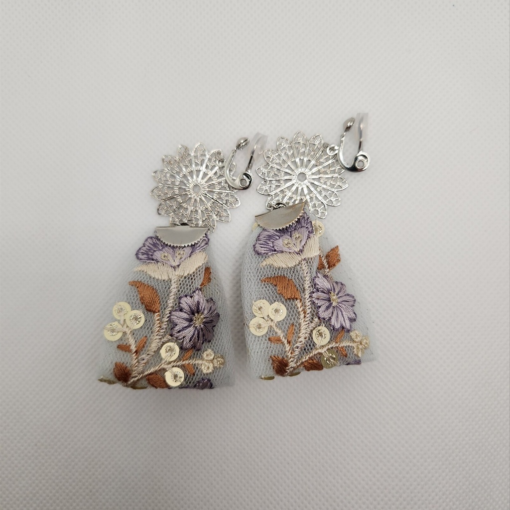 インド刺繍リボンイヤリング(ピアス)