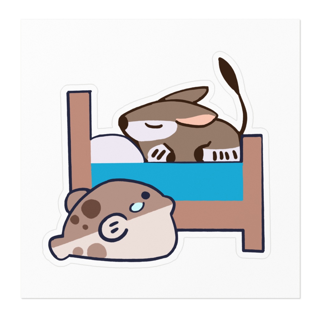 オカピにベッドとられるフグ