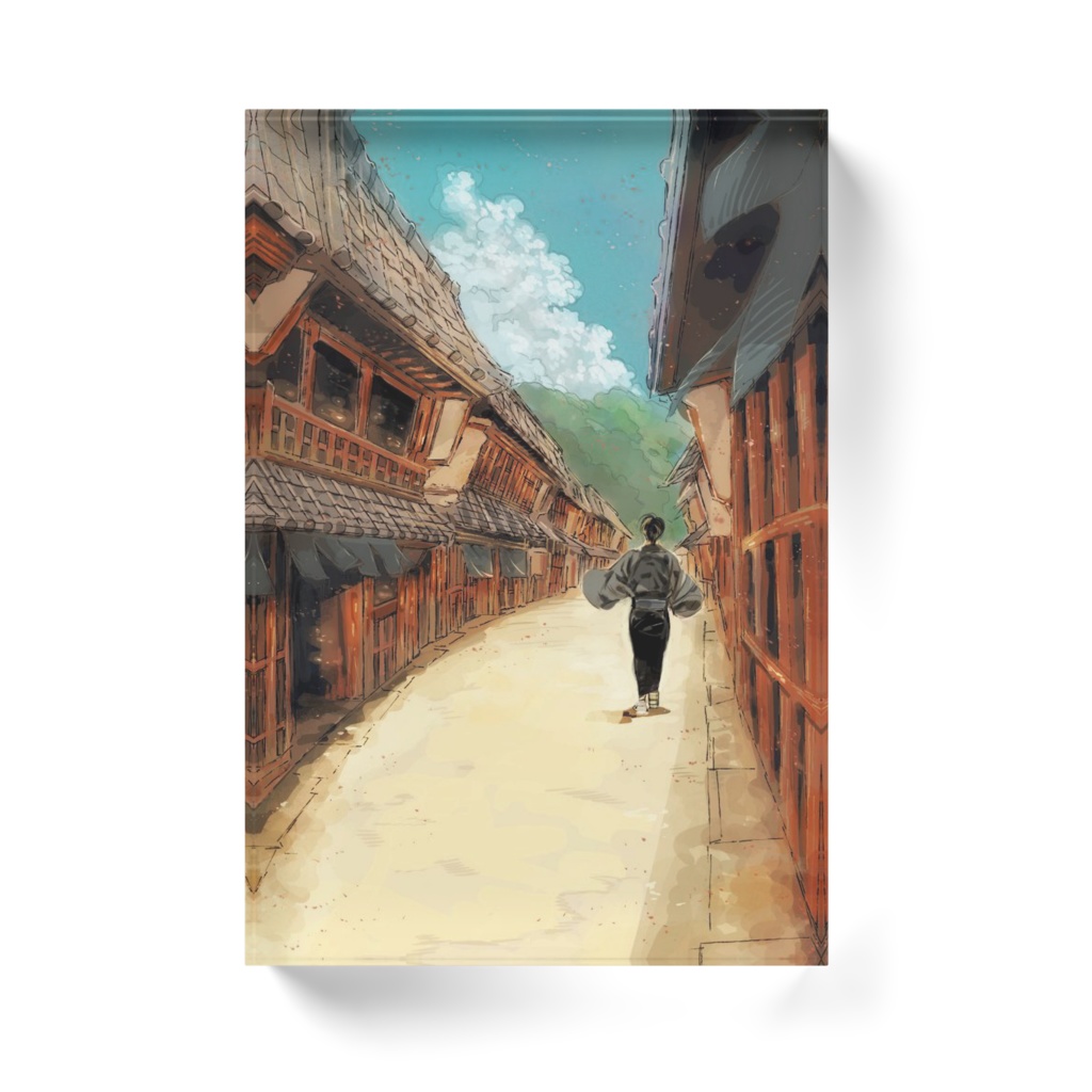 夏の宿場町、入道雲