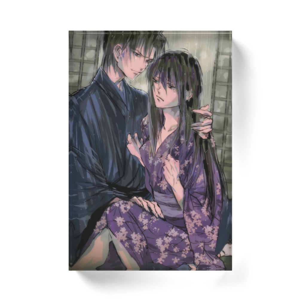 梅雨に降られて、美少女と青年。