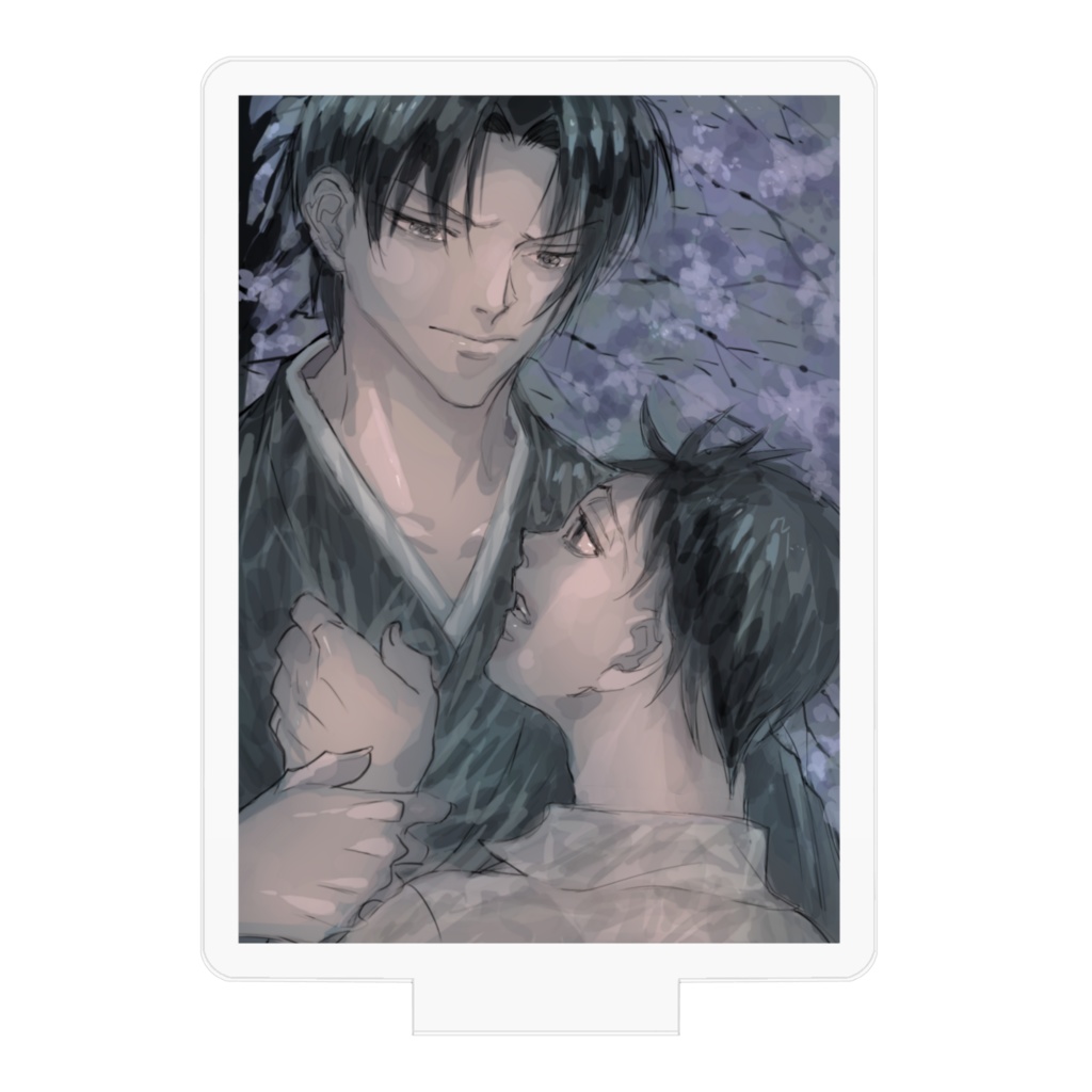 夜桜の中の二人