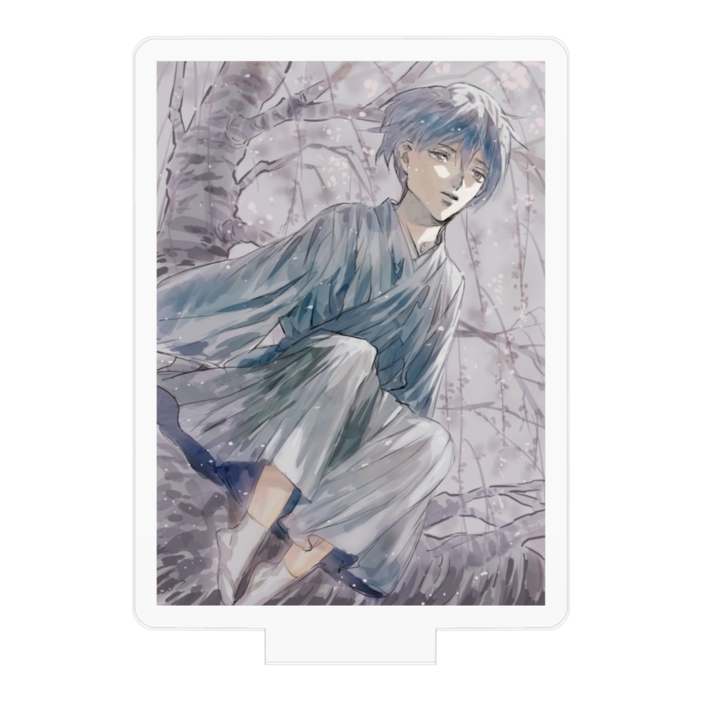 櫻に腰を掛ける少年