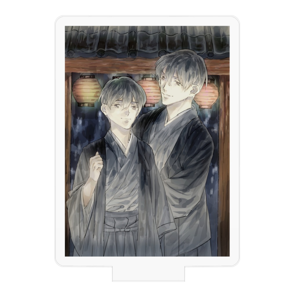 夜のお寺と恋人たち