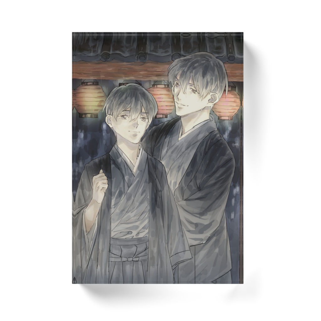 夜のお寺と恋人たち