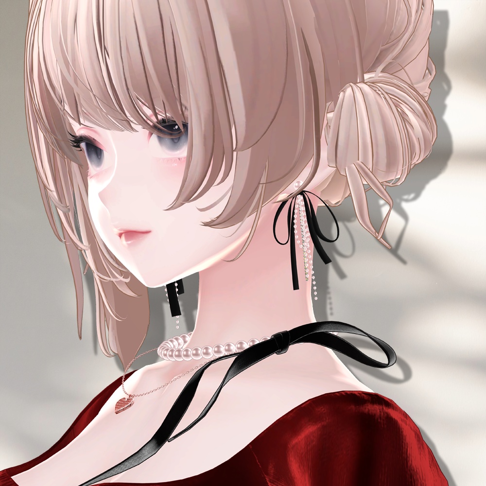 【FREE】 Ribbon pearl earrings