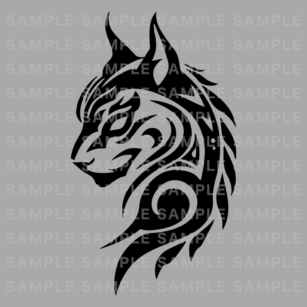 Tribal cat 刺青 入れ墨 タトゥー デカール 猫 トライバル