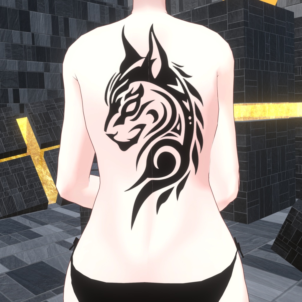 Tribal cat 刺青 入れ墨 タトゥー デカール 猫 トライバル