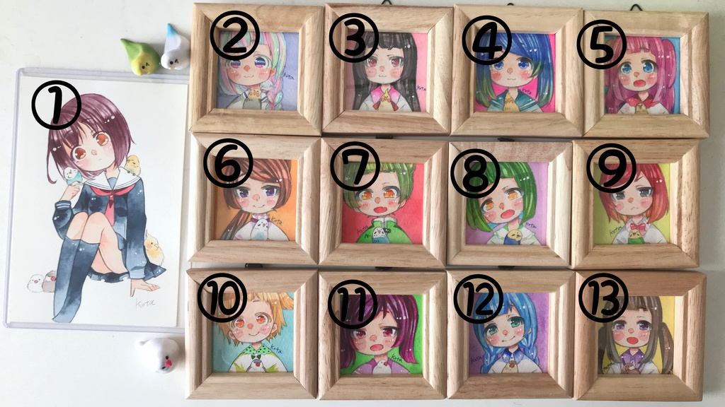 小鳥と女の子のミニ原画