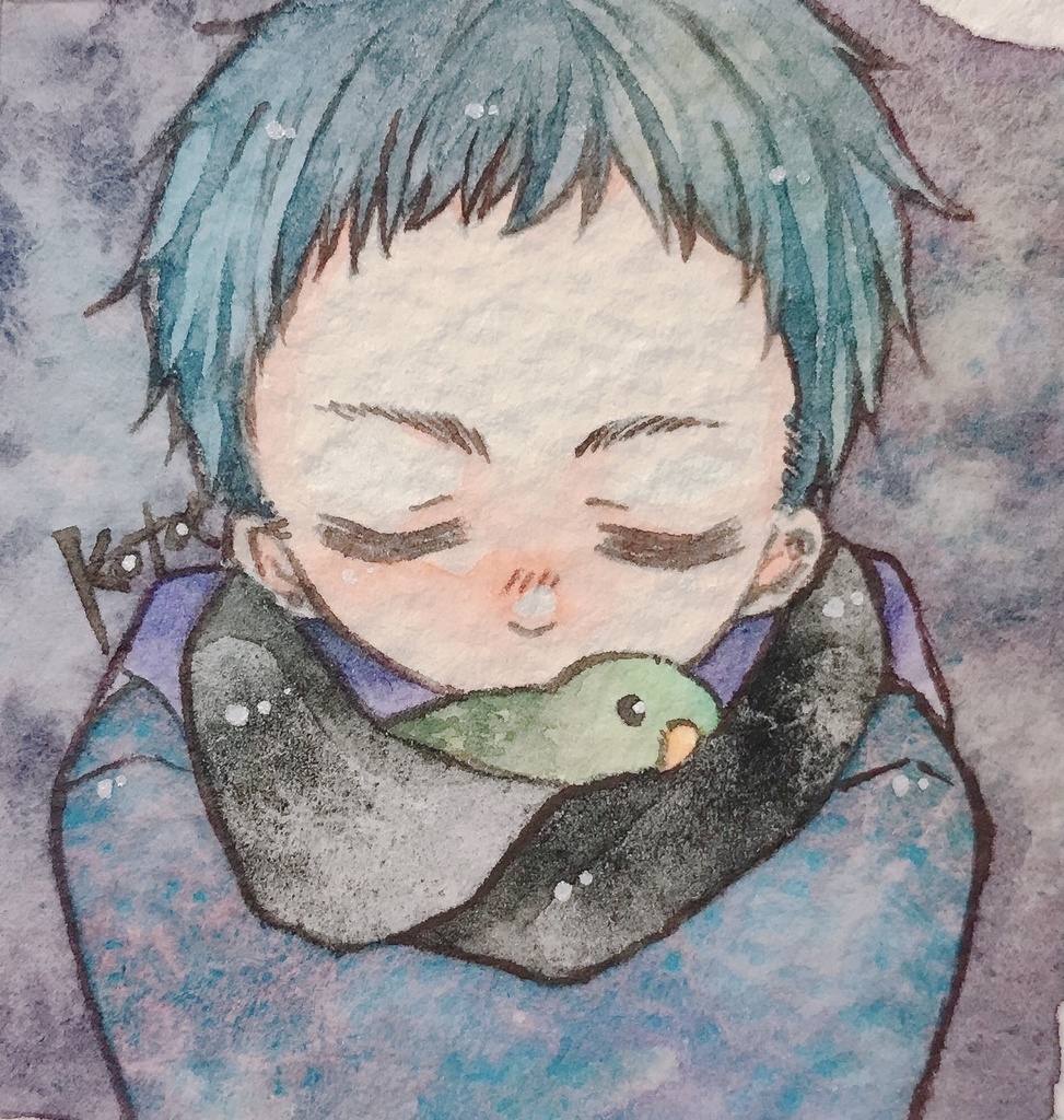 サザナミインコモチーフのミニ原画