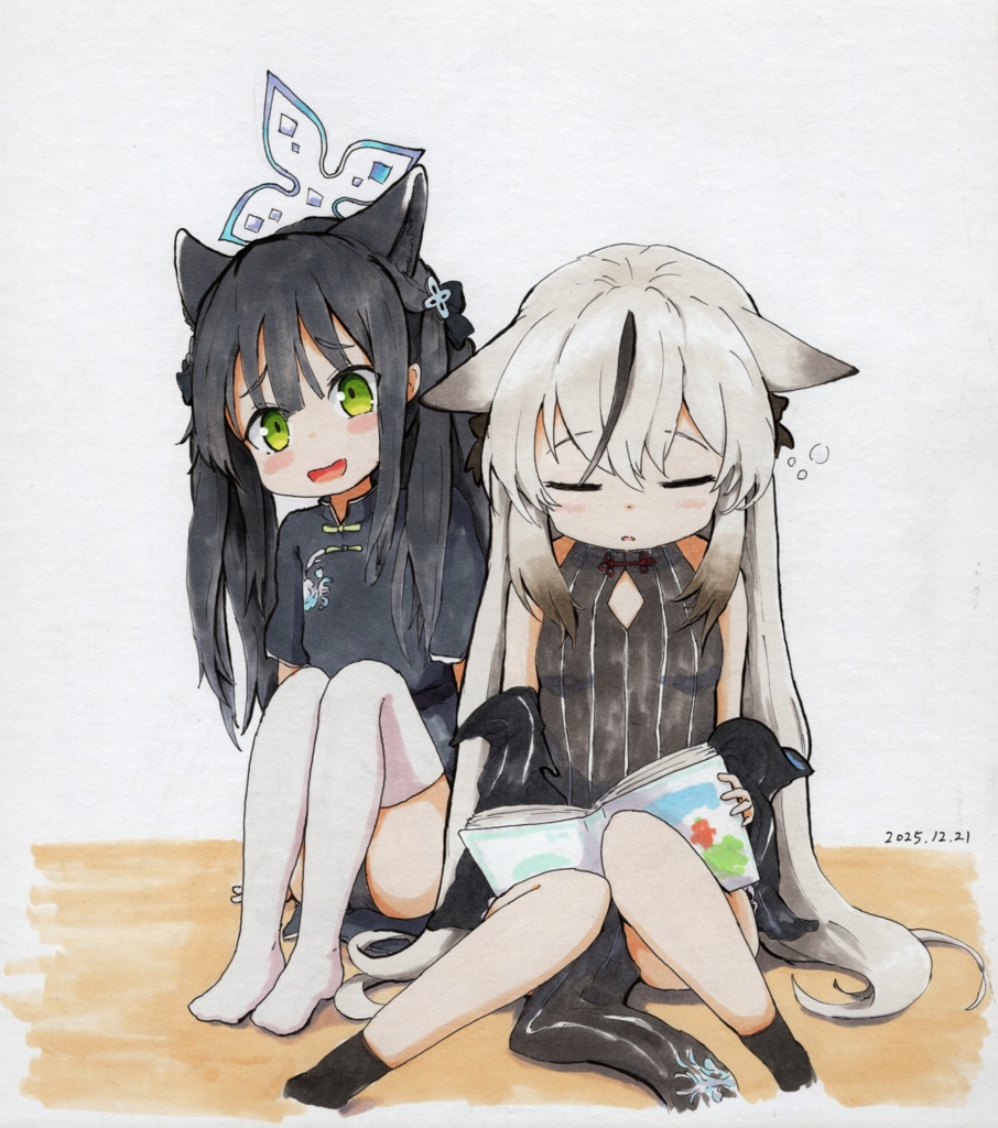 【アナログ色紙】シュン（幼女）&ココナ