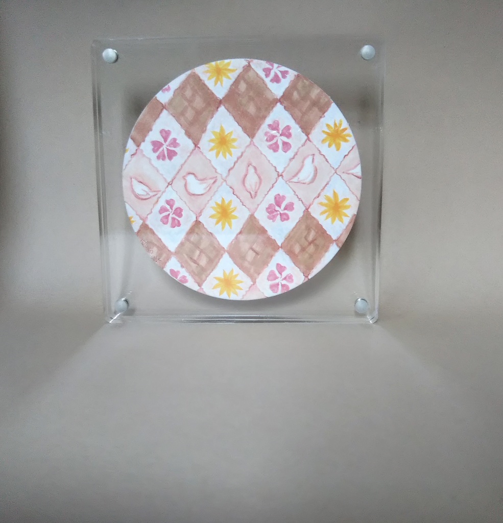 小鳥と花 手書きイラスト 両面【13】