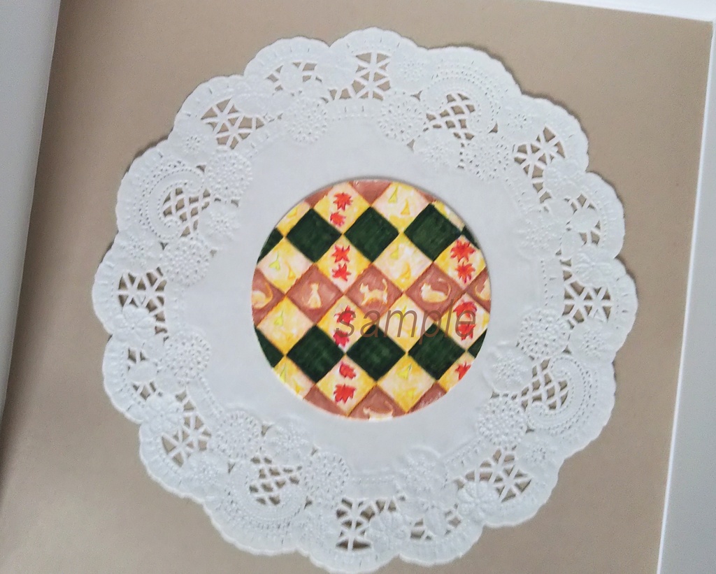 猫と秋 手書きイラスト 両面 【18】