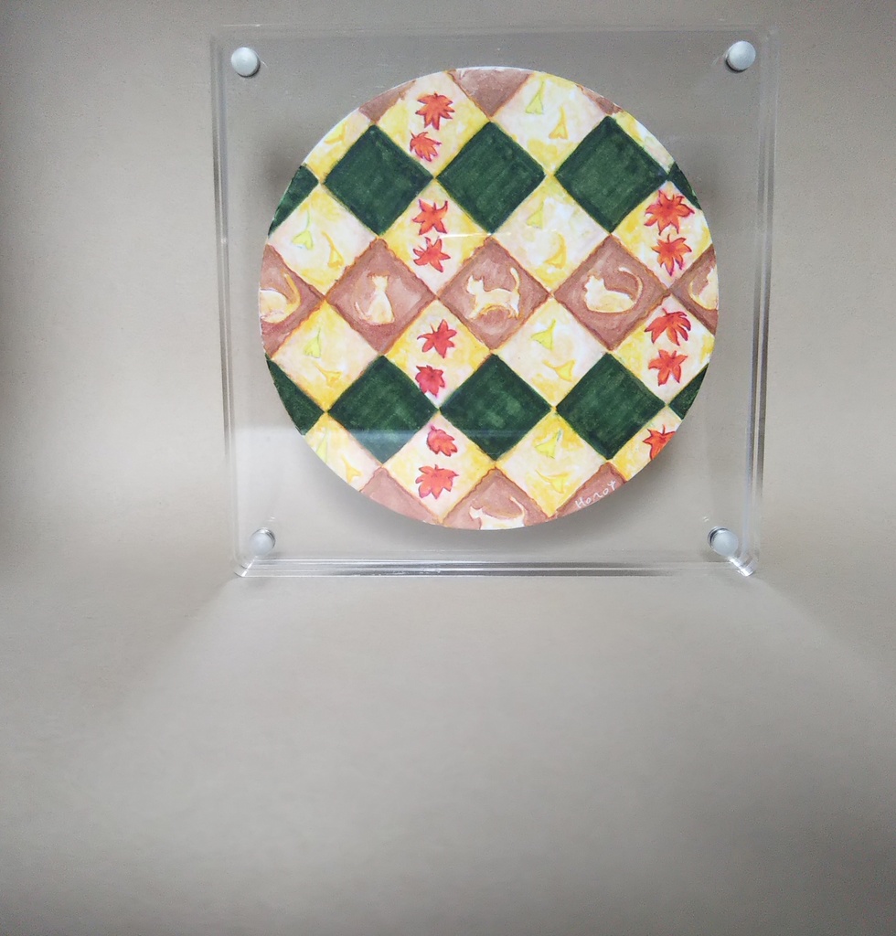 猫と秋 手書きイラスト 両面 【18】