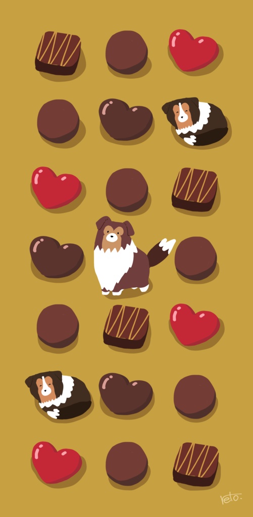 【無料】シェルティ×チョコレート【壁紙】