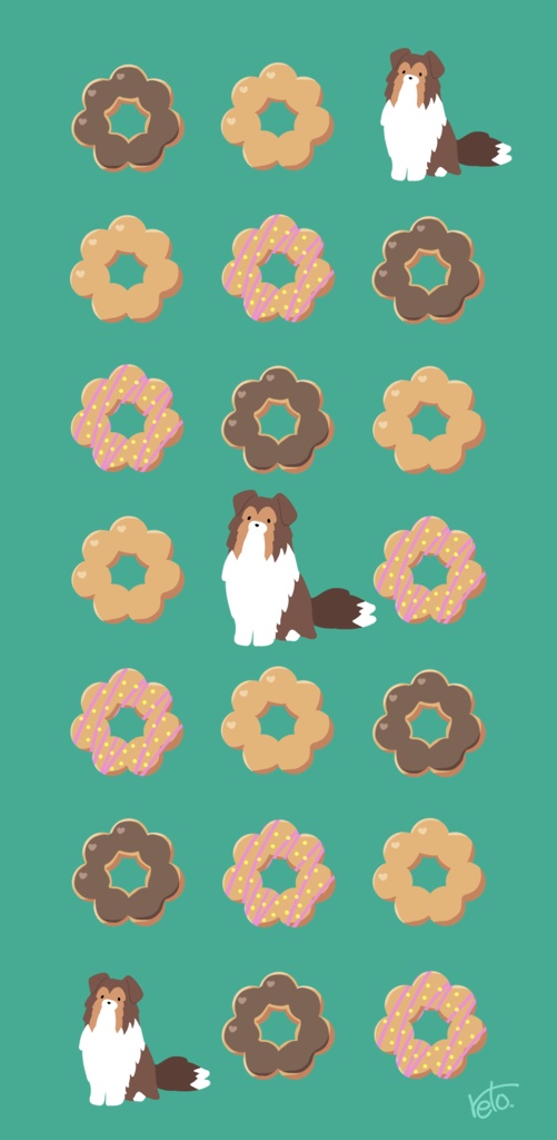 【無料】シェルティ×ドーナツ【壁紙】