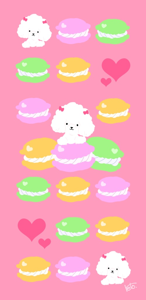 【無料】トイプードル×マカロン【壁紙】