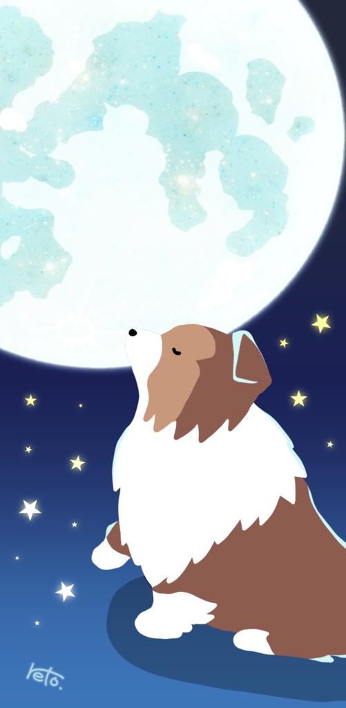 【無料】シェルティ×月【壁紙】