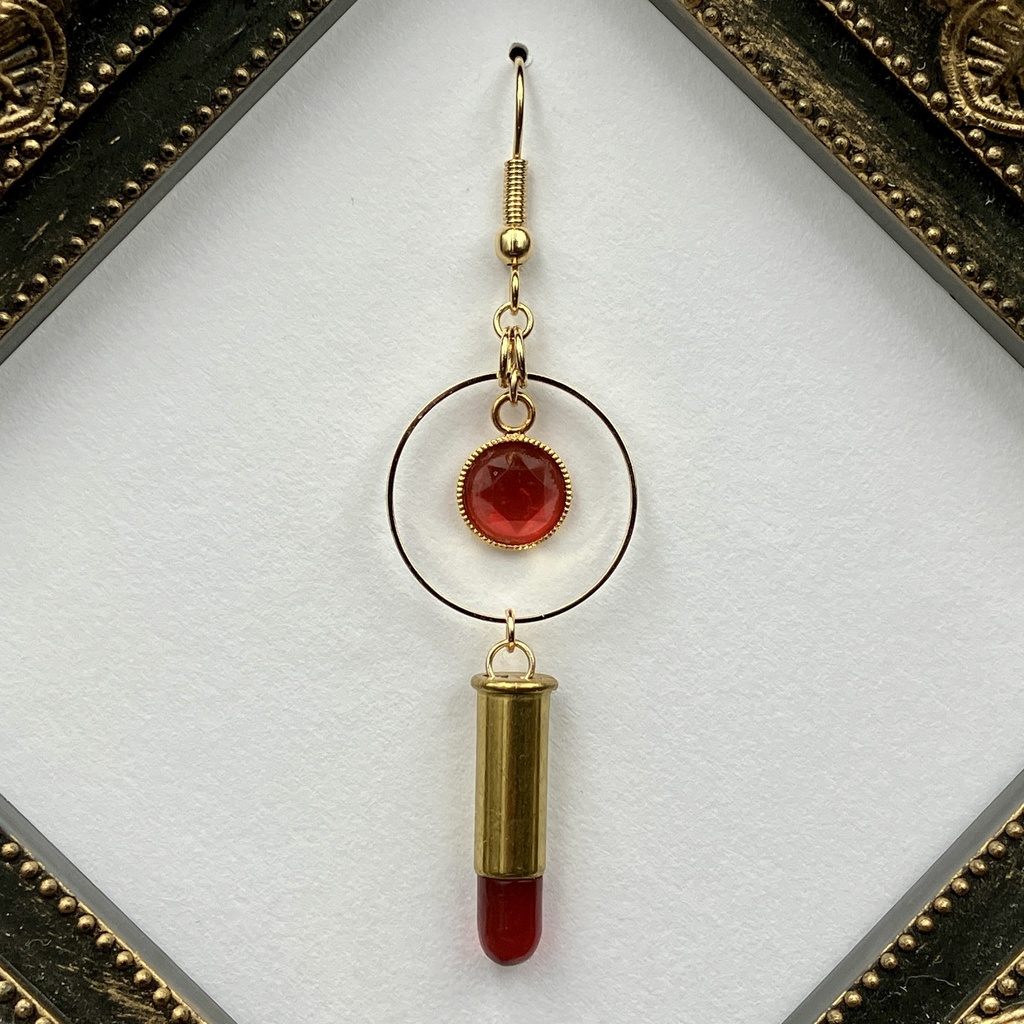 【片耳用 ピアス】レジンバレット /フープ【ブラッディレッド】