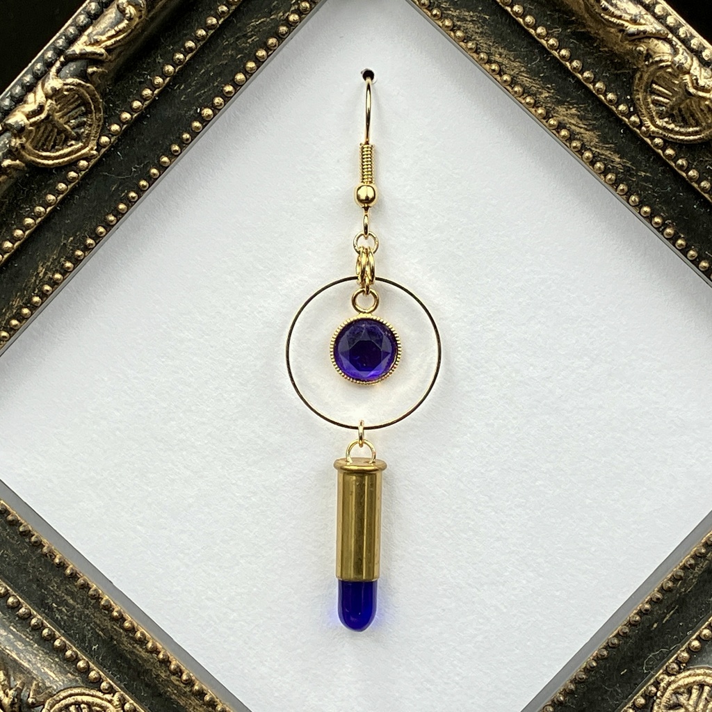 【片耳用 ピアス】レジンバレット /フープ【カイザーパープル】